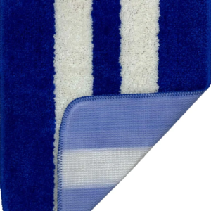 Blue Micro Fiber Stripe Bathroom Mat